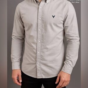 American Eagle Gray Button-Down Shirt XL